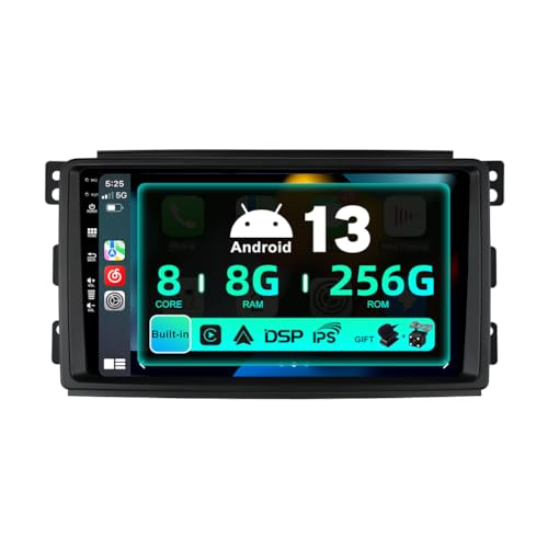 SXAUTO ¦ 8G+256G ¦ Android 12 IPS Autoradio für Benz Smart fortwo 451 (2005-2010) - Eingebaut Carplay/Android Auto/DSP - LED Kamera + MIC - DAB Lenkradsteuerung Fast-Boot 360-CAM WiFi - 2 Din 9 Zoll von BXLIYER