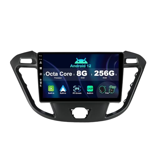 SXAUTO ¦ 8G+256G ¦ Android 12 IPS Autoradio für Ford Tourneo Transit Custom (2013-2021) - Eingebaut Carplay/Android Auto/DSP - LED Kamera + MIC - DAB Lenkradsteuerung Fast-Boot 360-CAM - 2 Din 9 Zoll von BXLIYER