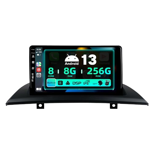 SXAUTO ¦ 8G+256G ¦ Android 13 IPS Autoradio für BMW X3 E83 (2004-2012) - Eingebaut Carplay/Android Auto/DSP - LED Kamera + MIC - DAB Lenkradsteuerung Fast-Boot 360-CAM WiFi Bluetooth - 2 Din 9 Zoll von BXLIYER