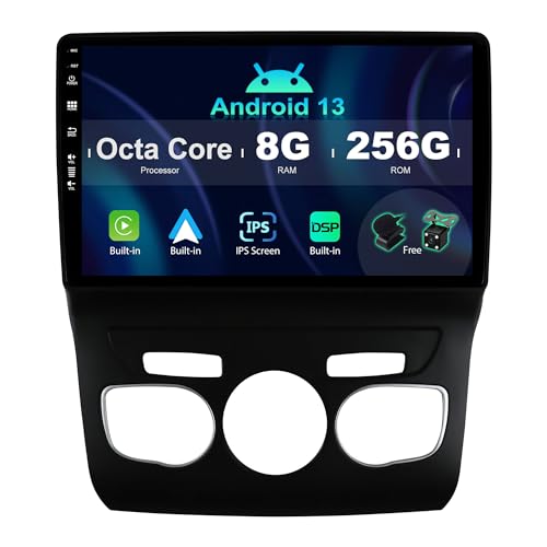 SXAUTO ¦ 8G+256G ¦ Android 13 IPS Autoradio für Citroen C4 C4L DS4 (2013-2017) - Eingebaut Carplay/Android Auto/DSP - LED Kamera + MIC - DAB Lenkradsteuerung Fast-Boot 360-CAM WiFi - 2 Din 10.1 Zoll von BXLIYER