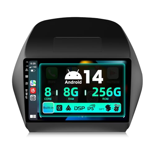 SXAUTO ¦ 8G+256G ¦ Android 13 IPS Autoradio für Hyundai IX35 (2010-2017) - Eingebaut Carplay/Android Auto/DSP - LED Kamera + MIC - DAB Lenkradsteuerung Fast-Boot 360-CAM WiFi AHD - 2 Din 10.1 Zoll von BXLIYER