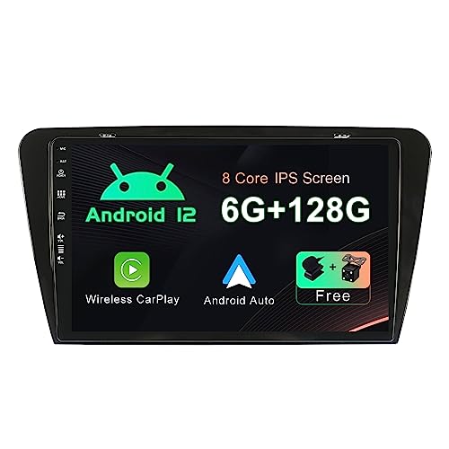 SXAUTO Android 12-6G+128G - IPS Autoradio für Skoda Octavia (2014-2018) - Eingebaut Carplay/Android Auto/DSP - LED Kamera + MIC - DAB Lenkradsteuerung Fast-Boot 360-CAM - 2 Din 10.1 Zoll von BXLIYER