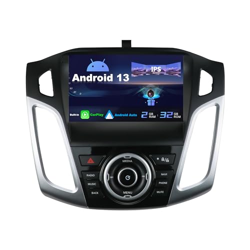 SXAUTO Android 12 IPS 9 Zoll Autoradio für Ford Focus (2012-2017)- Eingebaut CarPlay/Android Auto/DSP - Rückfahrkamera KOSTENLOS - 2G+32G - Lenkradsteuerung DAB Fast-Boot WiFi Google - 2 Din von BXLIYER
