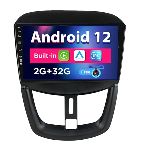 SXAUTO Android 12 IPS 9 Zoll Autoradio für Peugeot 207 (2006-2015) - Eingebaut CarPlay/Android Auto/DSP - Rückfahrkamera KOSTENLOS - 2G+32G - Lenkradsteuerung DAB Fast-Boot WiFi Google - 2 Din von BXLIYER