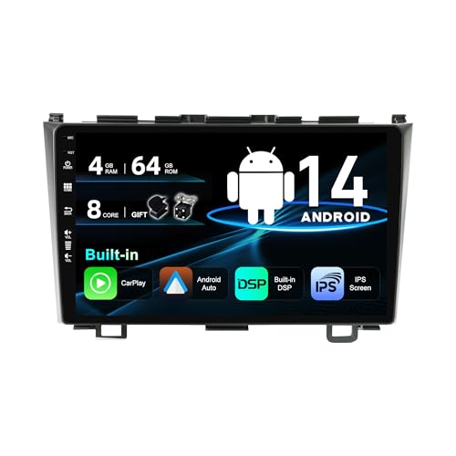 SXAUTO Android 12 IPS Autoradio für Honda CRV (2006-2011) - Eingebaut Carplay/Android Auto/DSP - LED Kamera + MIC - 4G+64G - DAB 360-CAM Lenkradsteuerung Fast-Boot AHD WiFi - 2 Din 9 Zoll von BXLIYER