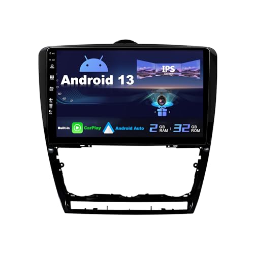 SXAUTO Android 13 IPS Autoradio für Skoda Octavia (2006-2014) - Eingebaut CarPlay/Android Auto - Rückfahrkamera KOSTENLOS - 2G+32G - Lenkradsteuerung DAB Fast-Boot WiFi DSP - 2 Din 10.1 Zoll von BXLIYER