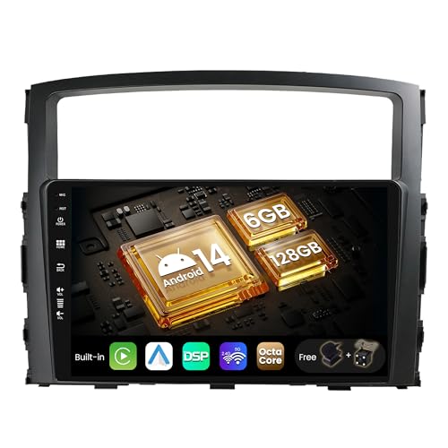 SXAUTO Android 13 [6G+128G] IPS Autoradio für Mitsubishi Pajero 4 V80 V90 (2006-2014) - Eingebaut Carplay/Android Auto - LED Kamera + MIC- 360-CAM DAB Lenkradsteuerung Fast-Boot WiFi - 2 Din 9 Zoll von BXLIYER