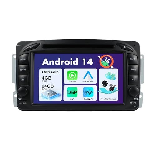 SXAUTO Android 14 Autoradio für Benz ML W163/CLK W209/C-Class W203 /SLKW170/E-Klasse W210/A-Klasse W168 - Eingebaut Carplay/Android Auto - Kamera + MIC - 4G+64G - DAB 360-CAM SWC Fast-Boot - 2 Din SXAUTO Android 14 Autoradio für Benz ML W163/CLK W209/C-Class W203 /SLKW170/E-Klasse W210/A-Klasse W168 - Eingebaut Carplay/Android Auto - Kamera + MIC - 4G+64G - DAB 360-CAM SWC Fast-Boot - 2 Din von BXLIYER