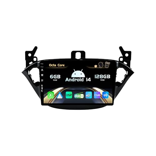 SXAUTO Android 14 [Built-in 4G & DAB] - 6G+128G - Autoradio für Opel Corsa/Adam (2013-2019) - Dual Band WiFi - CarPlay Android Auto - Kamera + MIC - Lenkradsteuerung Blueotoh - QLED 9 Zoll 2 Din von BXLIYER