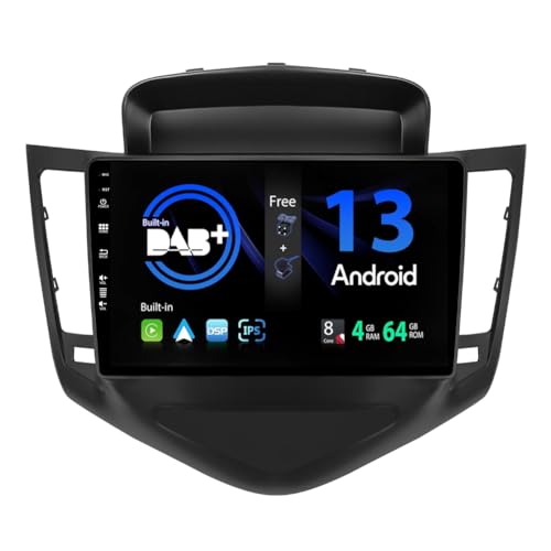 SXAUTO Android 13 -[Built-in DAB]- IPS Autoradio für Chevrolet Cruze (2009-2014) - Eingebaut Carplay/Android Auto - LED Kamera + MIC - 4G+64G - 360-CAM Lenkradsteuerung Fast-Boot WiFi - 2 Din 9 Zoll von BXLIYER