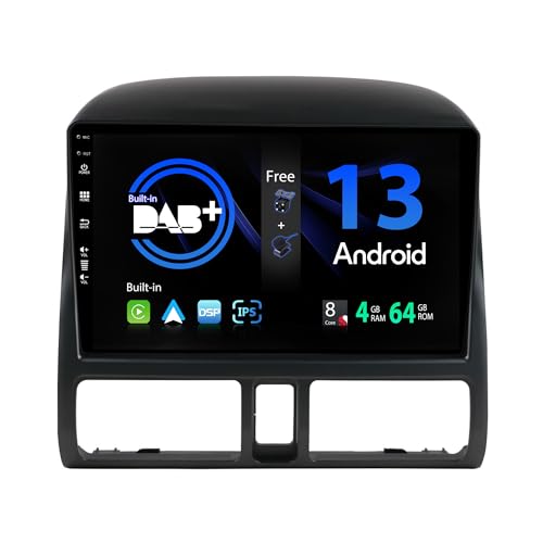 SXAUTO Android 13 -[Built-in DAB]- IPS Autoradio für Honda CRV (1998-2006) - Eingebaut Carplay/Android Auto - LED Kamera + MIC - 4G+64G - 360-CAM Lenkradsteuerung Fast-Boot WiFi DSP - 2 Din 9 Zoll von BXLIYER