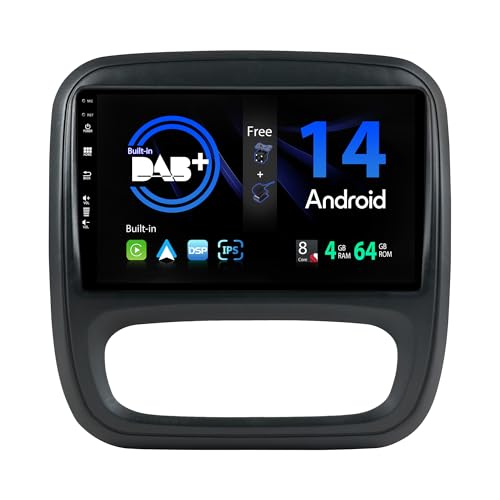 SXAUTO Android 13 -[Built-in DAB]- IPS Autoradio für Renault trafic 3 / Opel Vivaro B (2014-2021) - Eingebaut Carplay/Android Auto - Kamera + MIC - 4G+64G - 360-CAM SWC Fast-Boot WiFi - 2 Din 9 Zoll von BXLIYER