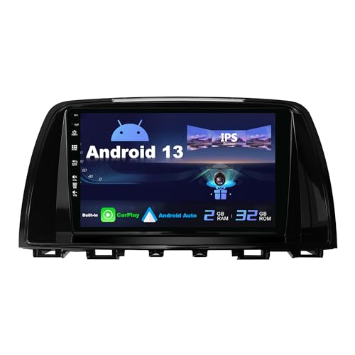 SXAUTO Android 13 IPS 9 Zoll Autoradio für Mazda ATENZA Mazda 6 (2012-2015) - Eingebaut CarPlay/Android Auto/DSP - Rückfahrkamera KOSTENLOS - 2G+32G - Lenkradsteuerung DAB Fast-Boot WiFi - 2 Din von BXLIYER