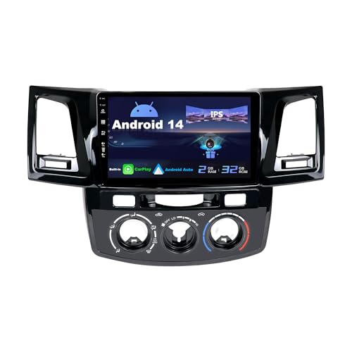 SXAUTO Android 14 IPS 9 Zoll Autoradio für Toyota Fortuner Hilux Revo Vigo (2004-2014) - Eingebaut CarPlay/Android Auto - Rückfahrkamera KOSTENLOS - 2G+32G - Lenkradsteuerung DAB Fast-boot WIFI -2 Din von BXLIYER