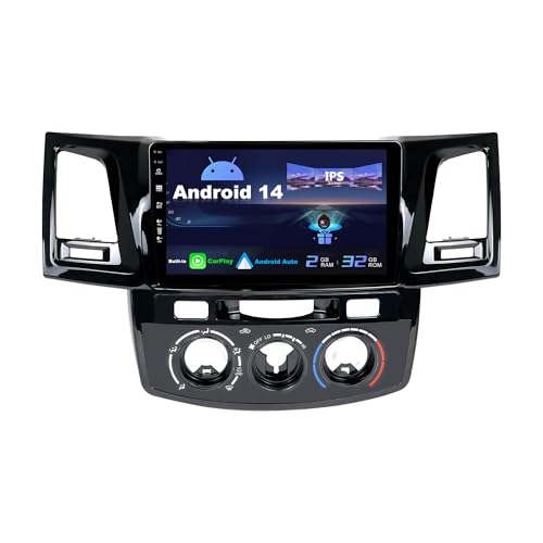 SXAUTO Android 13 IPS 9 Zoll Autoradio für Toyota Fortuner Hilux Revo Vigo (2004-2014) - Eingebaut CarPlay/Android Auto - Rückfahrkamera KOSTENLOS - 2G+32G - Lenkradsteuerung DAB Fast-boot WIFI -2 Din von BXLIYER