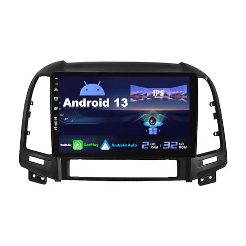 SXAUTO Android 13 IPS Autoradio Passt für Hyundai Santa FE (2006-2012) - Eingebaut CarPlay/Android Auto - Rückfahrkamera KOSTENLOS - 2G+32G - Lenkradsteuerung DAB Fast-Boot WiFi DSP - 2 Din 9 Zoll von BXLIYER