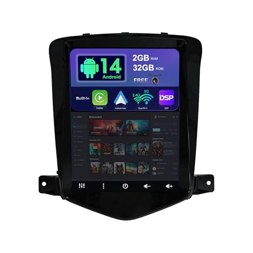 SXAUTO Android 14 IPS Autoradio für Chevrolet Cruze (2006-2015) - Eingebaut CarPlay/Android Auto - Rückfahrkamera KOSTENLOS - 2G+32G - Lenkradsteuerung DAB Fast-Boot WiFi DSP - 2 Din 9.7 Zoll von BXLIYER