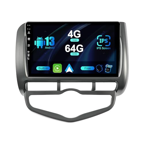 SXAUTO Android 13 IPS Autoradio für Honda Fit/City/Jazz (2002-2007) - Eingebaut Carplay/Android Auto/DSP - LED Kamera + MIC - 4G+64G - DAB 360-CAM Lenkradsteuerung Fast-Boot WiFi AHD - 2 Din 9 Zoll von BXLIYER