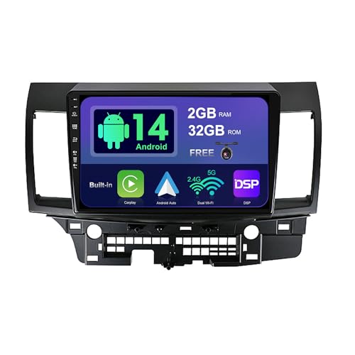 SXAUTO Android 14 IPS Autoradio für Mitsubishi Lancer (2010-2016) - Eingebaut CarPlay/Android Auto - Rückfahrkamera KOSTENLOS - 2G+32G - Lenkradsteuerung DAB Fast-Boot WiFi DSP - 2 Din 10.1 Zoll von BXLIYER