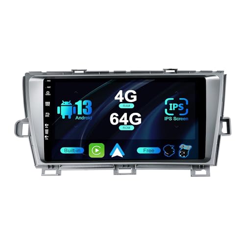 SXAUTO Android 13 IPS Autoradio für Toyota Prius LHD (2005-2012) - Eingebaut Carplay/Android Auto/DSP - LED Kamera + MIC - 4G+64G - DAB 360-CAM Lenkradsteuerung Fast-Boot WiFi AHD - 2 Din 9 Zoll von BXLIYER