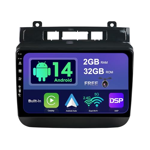 SXAUTO Android 13 IPS Autoradio für VW Touareg FL NF (2011-2017) - Eingebaut CarPlay/Android Auto - Rückfahrkamera KOSTENLOS - 2G+32G - Lenkradsteuerung DAB Fast-Boot WiFi DSP - 2 Din 9 Zoll von BXLIYER