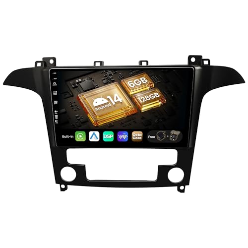 SXAUTO Android 14-6G+128G - Autoradio für Ford S-Max (2007-2008) - Wireless CarPlay Android Auto - Kamera + MIC - DAB Lenkradsteuerung Dual-Band WiFi 360-Cam Bluetooth - 2 Din IPS 9 Zoll - Octa-Core von BXLIYER