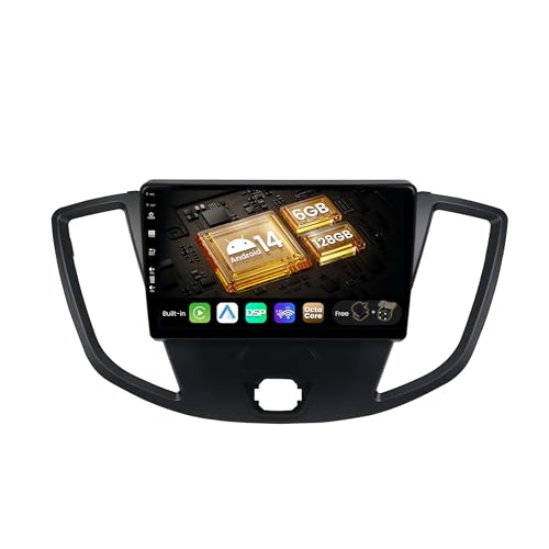 SXAUTO Android 14-6G+128G - Autoradio für Ford Transit Tourneo Custom (2013-2019) - Wireless CarPlay Android Auto - Kamera + MIC - DAB Lenkradsteuerung Dual-Band WiFi Fast-Boot - 2 Din IPS 9 Zoll von BXLIYER
