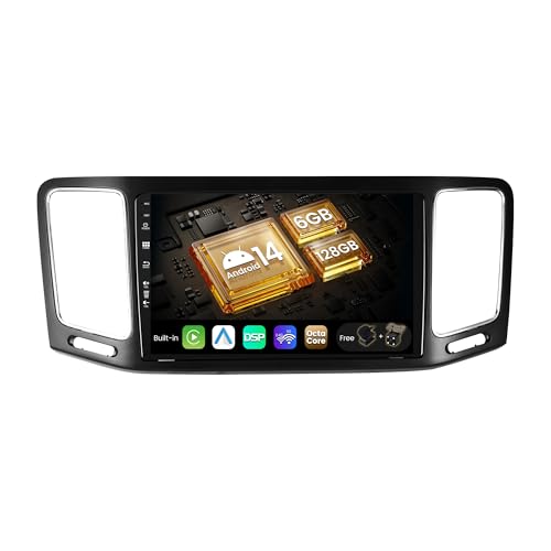 SXAUTO Android 14-6G+128G - Autoradio für VW Sharan (2012-2018) GPS Navigation Radio - Wireless CarPlay Android Auto - LED Kamera + MIC -DAB Lenkradsteuerung 360-Cam DSP WiFi AHD 2 Din IPS 9 Zoll von BXLIYER