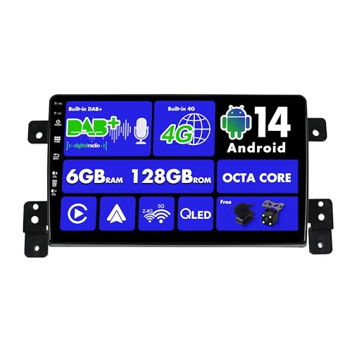 SXAUTO Android 14 [Built-in 4G LTE & DAB] - 6G+128G - Autoradio für Suzuki Grand Vitara (2005-2015) - Dual Band WiFi - CarPlay Android Auto - Kamera + MIC - DSP Lenkradsteuerung - QLED 9 Zoll 2 Din von BXLIYER