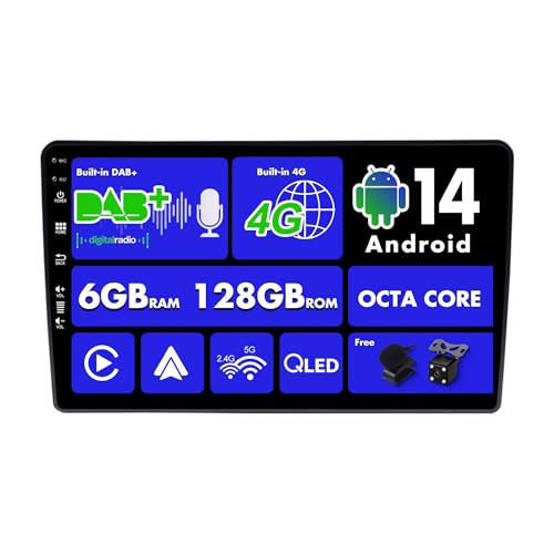 SXAUTO Android 14 [Built-in 4G & DAB] 6G+128G - Autoradio für Renault Duster/Dacia Sandero/Lada Xray 2/Captur/Logan 2 - Dual Band WiFi - CarPlay Android Auto - Kamera + MIC - SWC - QLED 9 Zoll 2 Din von BXLIYER