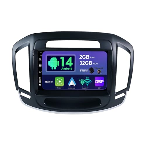 SXAUTO Android 14 IPS Autoradio für Buick Regal/Opel Insignia (2014-2017) - Eingebaut CarPlay Android Auto - Rückfahrkamera - 2G+32G - Lenkradsteuerung DAB Fast-Boot WiFi Bluetooth - 2 Din 9 Zoll von BXLIYER