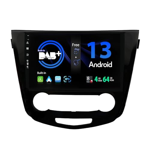 SXAUTO -Built-in DAB- Android 13 IPS Autoradio für Nissan Qashqai J11 X-Trail Rouge (2014-2018) - Eingebaut Carplay/Android Auto - Kamera + MIC - 4G+64G - 360-CAM SWC Fast-Boot WiFi - 2 Din 10.1 Zoll von BXLIYER