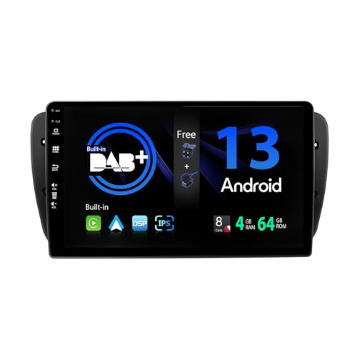 SXAUTO - Built-in DAB - Android 13 IPS Autoradio für Seat Ibiza 6J (2009-2014) - Eingebaut Carplay/Android Auto - LED Kamera + MIC - 4G+64G - 360-CAM Lenkradsteuerung Fast-boot WIFI DSP - 2 Din 9 Zoll von BXLIYER