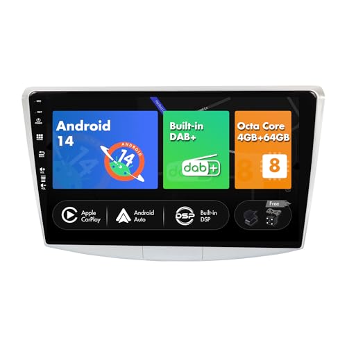 SXAUTO -Built-in DAB- Android 14 IPS Autoradio für Passat B6 /B7 Magotan/CC (2010-2018) - Eingebaut Carplay/Android Auto - Kamera + MIC - 4G+64G - 360-CAM Lenkradsteuerung Fast-Boot - 2 Din 10.1 Zoll von BXLIYER