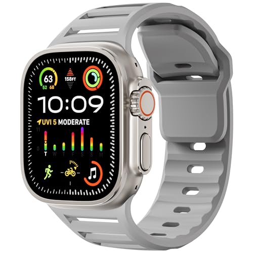 Sportarmbänder für Apple Watch Ultra 2, 49 mm, 45 mm, 44 mm, 42 mm, für Herren und Damen, robustes, breites Silikon-Armband mit Metall-Adapterband für iWatch Ultra-Band Serie 9, 8, 7, 6, SE, 5, 4, 3 Sportarmbänder für Apple Watch Ultra 2, 49 mm, 45 mm, 44 mm, 42 mm, für Herren und Damen, robustes, breites Silikon-Armband mit Metall-Adapterband für iWatch Ultra-Band Serie 9, 8, 7, 6, SE, 5, 4, 3 von BXUXOHS