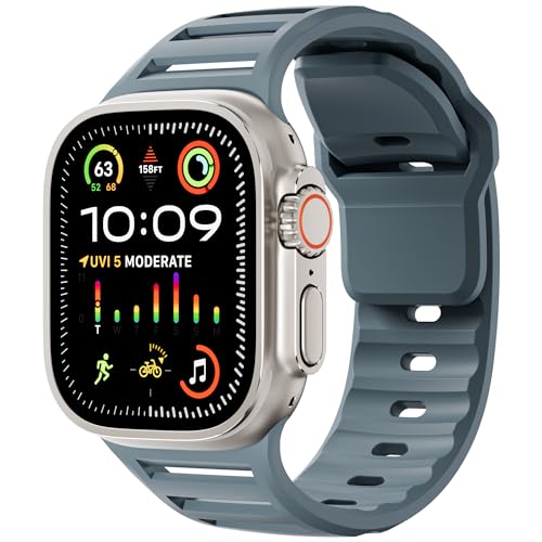 Sportarmbänder für Apple Watch Ultra 2, 49 mm, 45 mm, 44 mm, 42 mm, für Herren und Damen, robustes, breites Silikon-Armband mit Metall-Adapterband für iWatch Ultra-Band Serie 9, 8, 7, 6, SE, 5, 4, 3 Sportarmbänder für Apple Watch Ultra 2, 49 mm, 45 mm, 44 mm, 42 mm, für Herren und Damen, robustes, breites Silikon-Armband mit Metall-Adapterband für iWatch Ultra-Band Serie 9, 8, 7, 6, SE, 5, 4, 3 von BXUXOHS