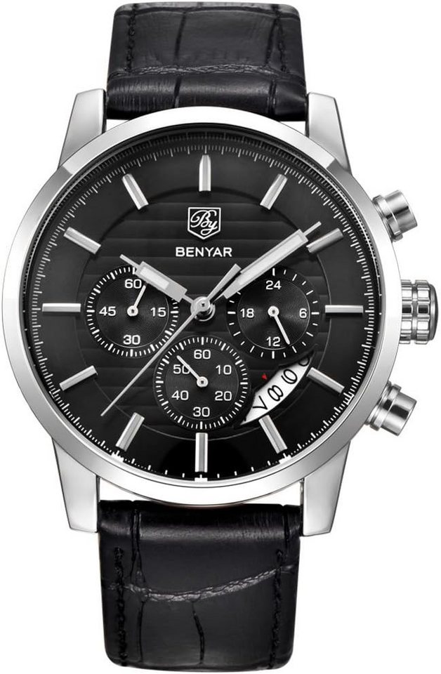 BY BENYAR Freizeit Sport für Herren Watch, mit Mode Quarzwerk Analog Chronograph Business Wasserdicht & Kratzfest von BY BENYAR