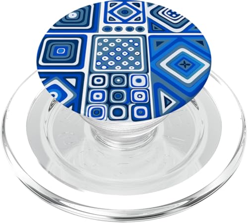 Geometrische Quadrate, Blau und Weiß, mediterranes Muster 2 PopSockets PopGrip für MagSafe Geometrische Quadrate, Blau und Weiß, mediterranes Muster 2 PopSockets PopGrip für MagSafe von BY CRADOX CREATIVE
