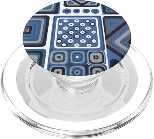 Geometrische Quadrate, blau und weiß, mediterranes Muster PopSockets PopGrip für MagSafe Geometrische Quadrate, blau und weiß, mediterranes Muster PopSockets PopGrip für MagSafe von BY CRADOX CREATIVE