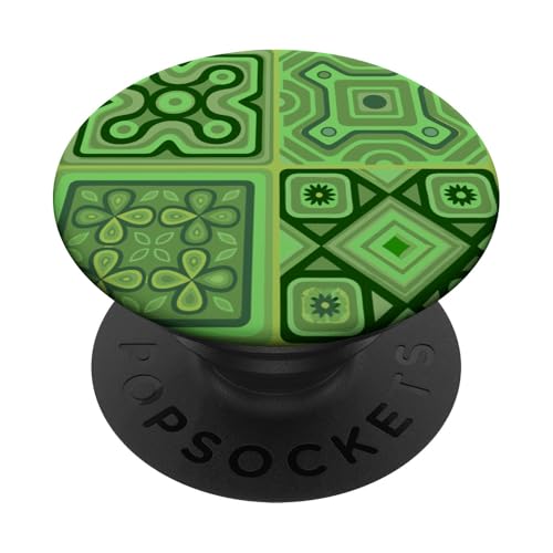 Geometrische Quadrate, grünes mediterranes Muster PopSockets Klebender PopGrip Geometrische Quadrate, grünes mediterranes Muster PopSockets Klebender PopGrip von BY CRADOX CREATIVE