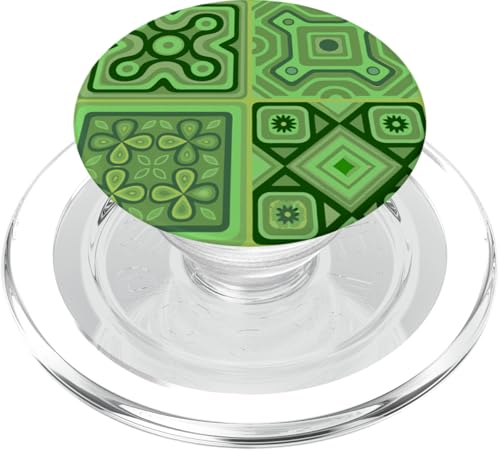 Geometrische Quadrate, grünes mediterranes Muster PopSockets PopGrip für MagSafe Geometrische Quadrate, grünes mediterranes Muster PopSockets PopGrip für MagSafe von BY CRADOX CREATIVE