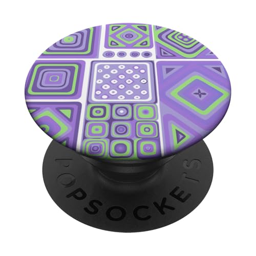 Geometrische Quadrate, lila und grün, mediterranes Muster PopSockets Klebender PopGrip Geometrische Quadrate, lila und grün, mediterranes Muster PopSockets Klebender PopGrip von BY CRADOX CREATIVE