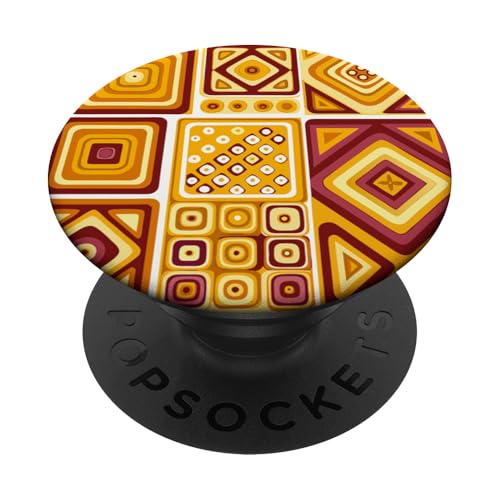 Geometrische Quadrate, orange und rot, mediterranes Muster PopSockets Klebender PopGrip Geometrische Quadrate, orange und rot, mediterranes Muster PopSockets Klebender PopGrip von BY CRADOX CREATIVE