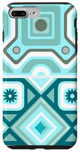 Geometrische Quadrate Aqua und Türkis mediterranes Muster Hülle für iPhone 7 Plus/8 Plus Geometrische Quadrate Aqua und Türkis mediterranes Muster Hülle für iPhone 7 Plus/8 Plus von BY CRADOX CREATIVE