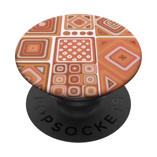 Geometrische Quadrate orange und weiß mediterranes Muster PopSockets Klebender PopGrip Geometrische Quadrate orange und weiß mediterranes Muster PopSockets Klebender PopGrip von BY CRADOX CREATIVE