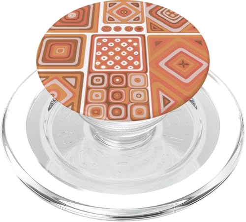 Geometrische Quadrate orange und weiß mediterranes Muster PopSockets PopGrip für MagSafe Geometrische Quadrate orange und weiß mediterranes Muster PopSockets PopGrip für MagSafe von BY CRADOX CREATIVE