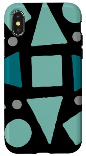 Geometrische abstrakte Dreiecke, Kreise und Quadrate, Blaugrün Hülle für iPhone X/XS Geometrische abstrakte Dreiecke, Kreise und Quadrate, Blaugrün Hülle für iPhone X/XS von BY CRADOX CREATIVE