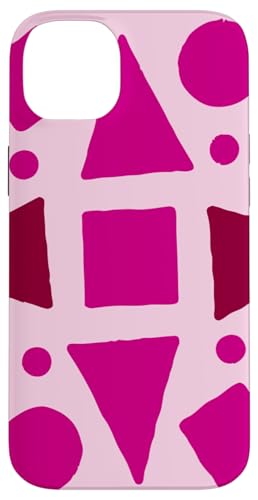 Geometrische abstrakte Dreiecke, Kreise und Quadrate, Rosa Hülle für iPhone 14 Plus von BY CRADOX CREATIVE