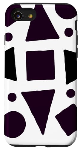 Geometrische abstrakte Dreiecke Kreise und Quadrate schwarz Hülle für iPhone SE (2020) / 7 / 8 von BY CRADOX CREATIVE