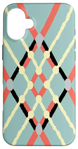 Geometrisches abstraktes Muster, Retro-Linie, weich, grün, orange Hülle für iPhone 16 Plus von BY CRADOX CREATIVE